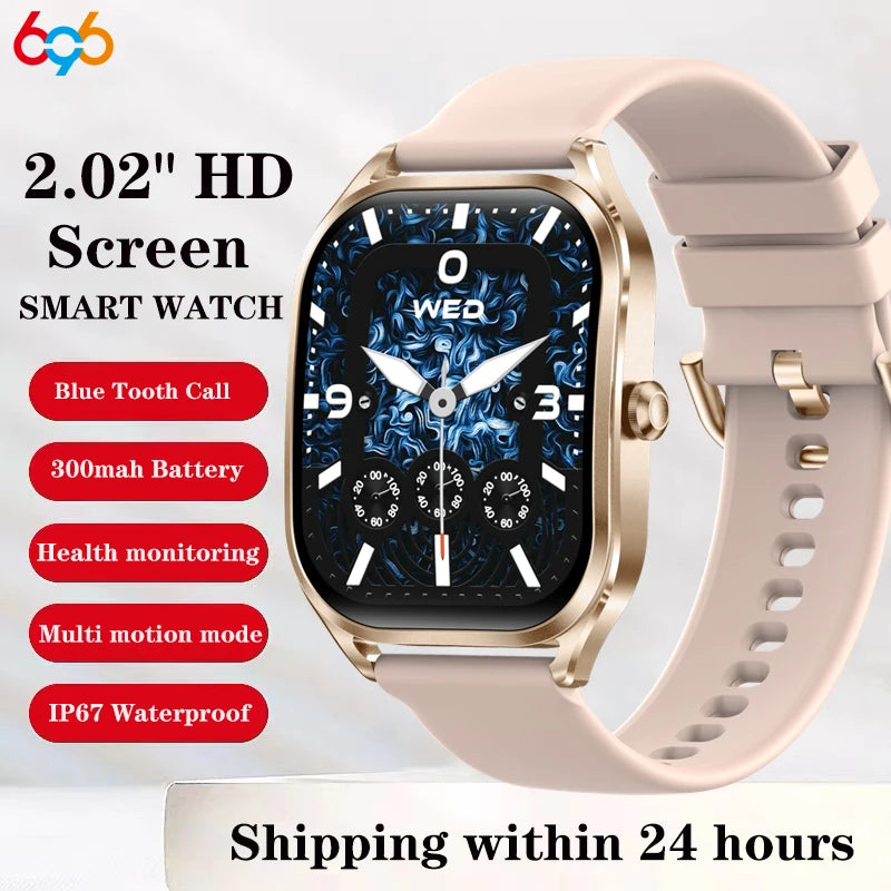 2.02" 3D Curved Screen Smart Watch Men Women Blue Tooth Call Watches Sports Fitness Health Smartwatch Waterproof Music Weather Oasis Select