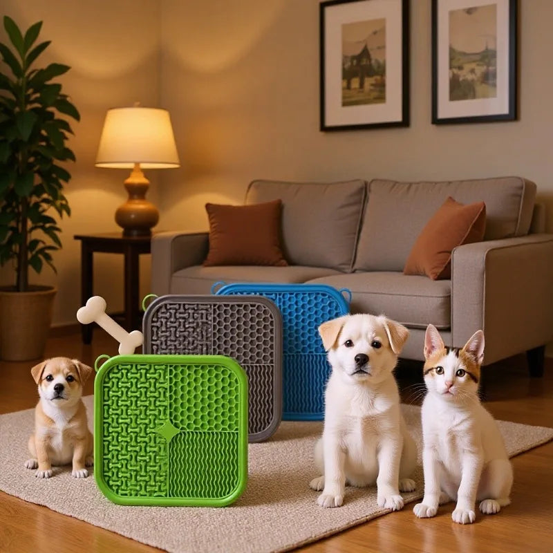 Food Grade Silicone Pet Dog and Cat Anti-Choking Slow Eating Tableware Tray Licking Mat Licking Plate Pet Yogurt Placemat Oasis Select