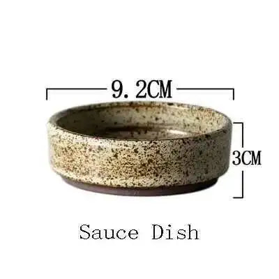 Retro Handmade Stoneware Rice Soup Bowl Tea Cup Round Steak Salad Dinner Plate Dishes Home Dining Dish Japanese Tableware Set Oasis Select Sauce Dish