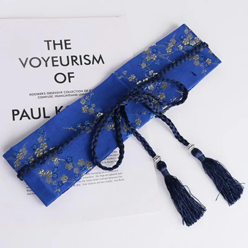 Vintage Floral Embroidered Waistband For Women Elegant Chinese Style Bow Tie Wrap Around Belt With Tassels For Dress Clothing Oasis Select