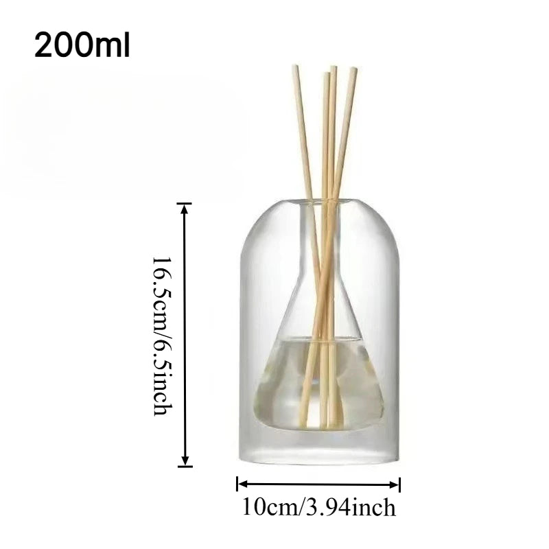 120/200ML Transparent Glass Aromatherapy Diffuser Bottle Glass Storage Containers Home Decoration with Diffusers Sticks Oasis Select 200ml triangle