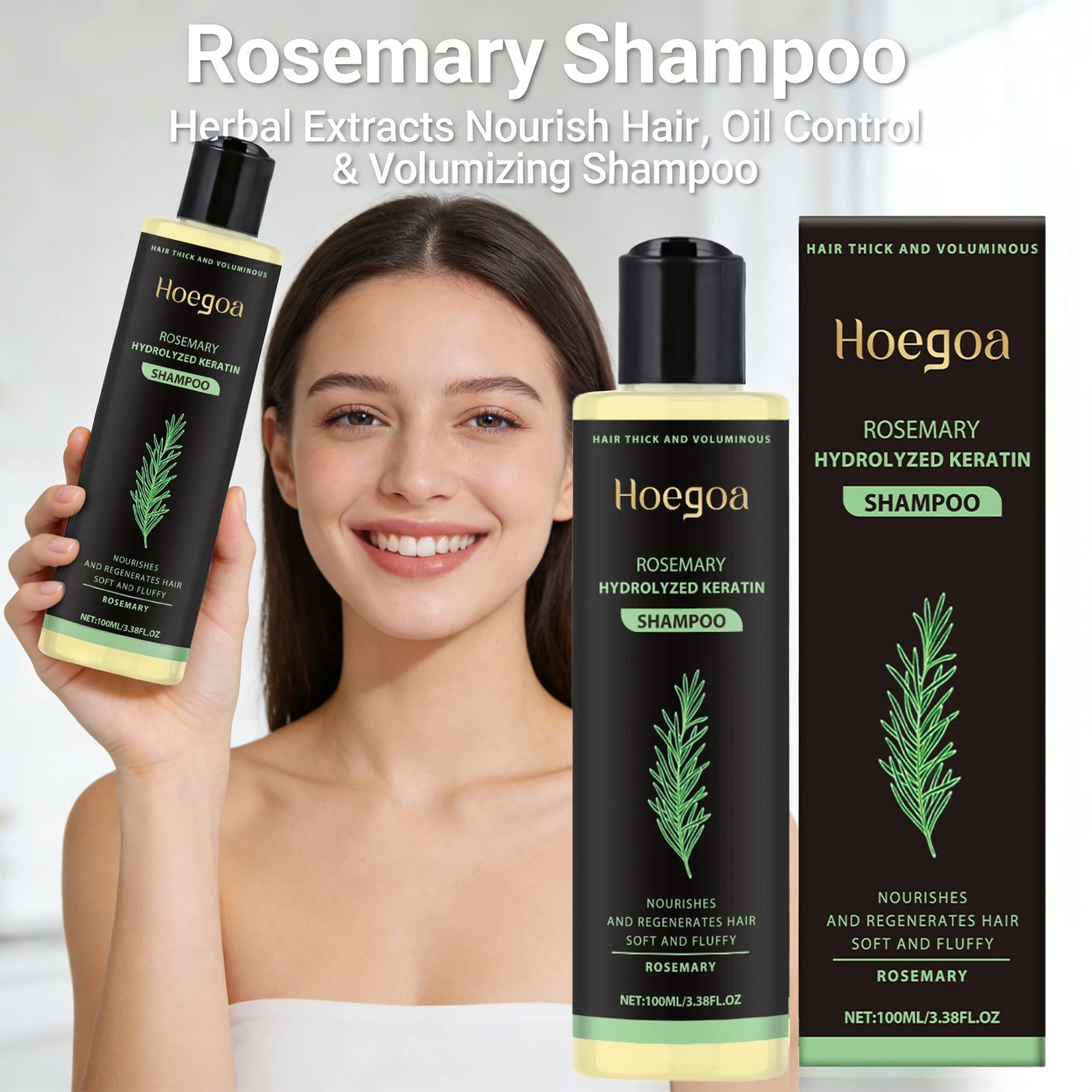 Rosemary Shampoo Soothing Scalp Anti Dandruff Oil Control Hair Regrowth Repair Frizzy Damaged Split Ends Hair Cleaning Shampoo Oasis Select