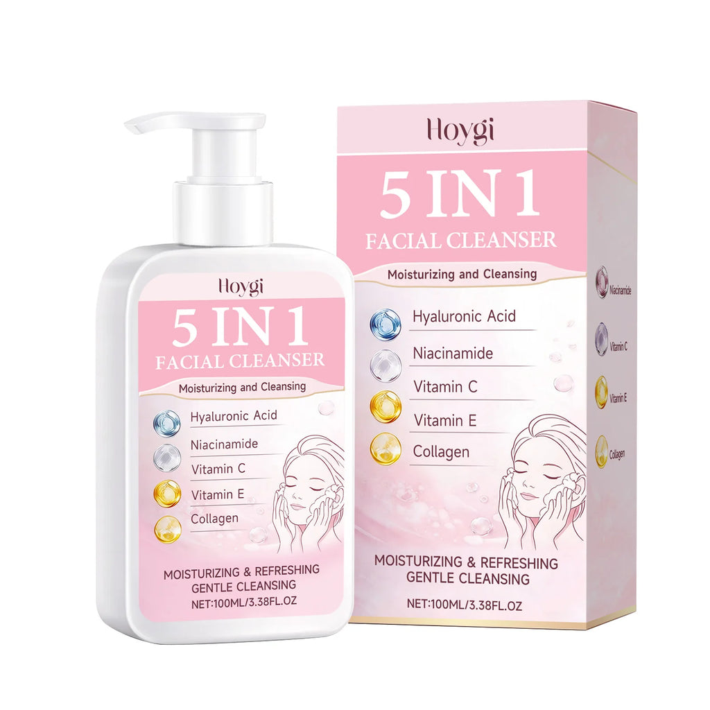 Hoygi 5-in-1 Moisturizing Facial Cleanser – Gentle Hydrating Foam