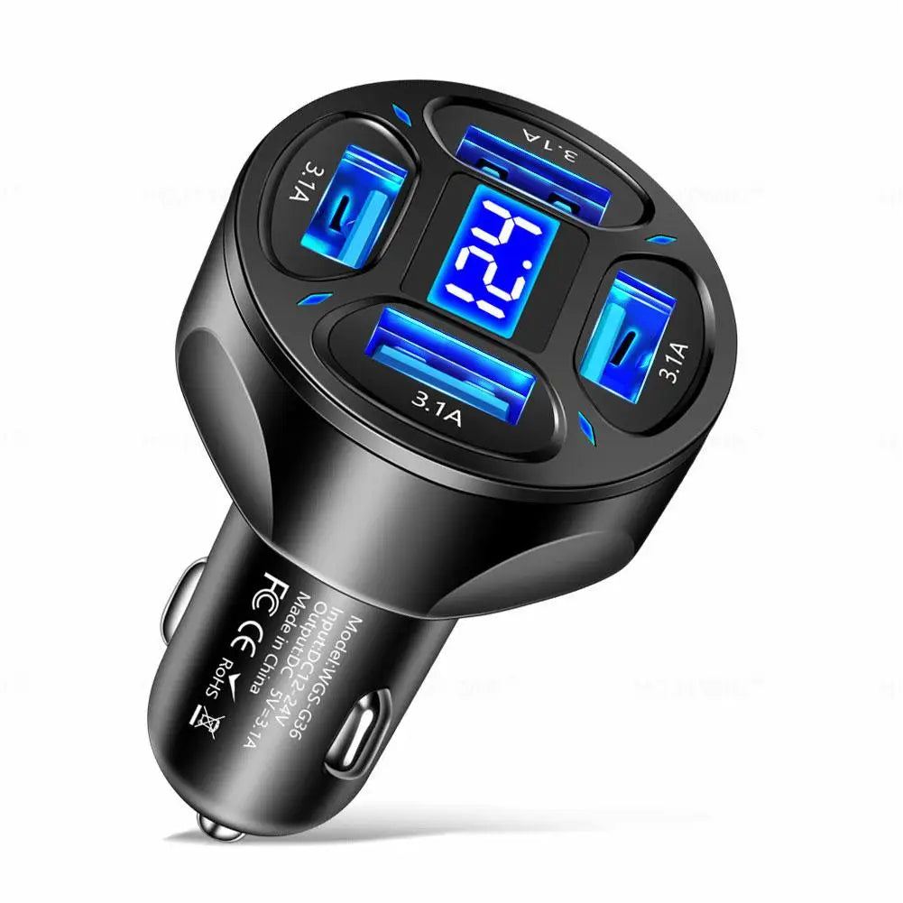 120W PD 20W USB-C Car Charger Fast Charging Dual Port Adapter Car Charger Adapter Oasis Select 4 USB 3.1A black