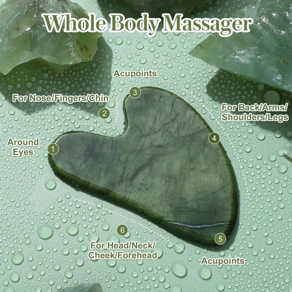 Jade Gua Sha Board Set – Heart-Shaped Face & Body Scraper Gua Sha Scraping Tool Oasis Select