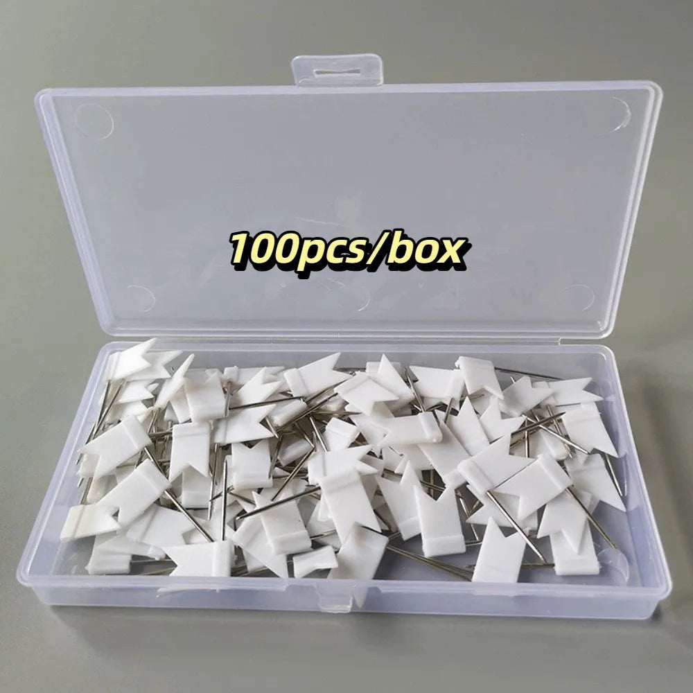 100pcs/box Bright Colors Colored Push Pins Easy Insert Reliable Material Drawing Tacks Stable Fixing 100 Pieces Box Oasis Select White