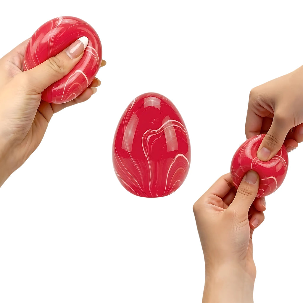 Simulated Egg Stress Ball Toy Cute Stress Relief Toy Slow Rebound Squeeze Toy for Adults Kids Non-bounce Fidget Toy 4 Colors Oasis Select Red