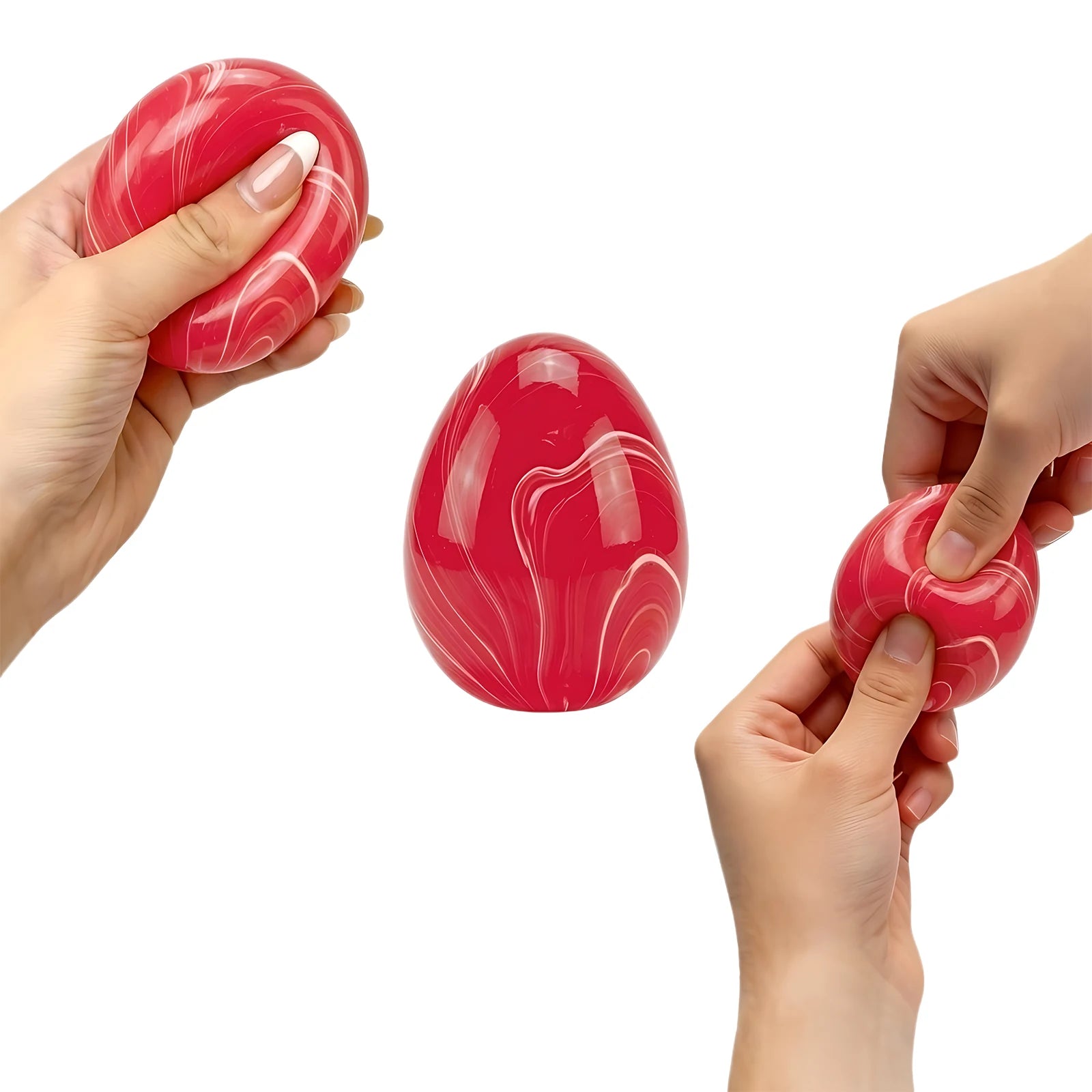 Simulated Egg Stress Ball Toy Cute Stress Relief Toy Slow Rebound Squeeze Toy for Adults Kids Non-bounce Fidget Toy 4 Colors Oasis Select Red