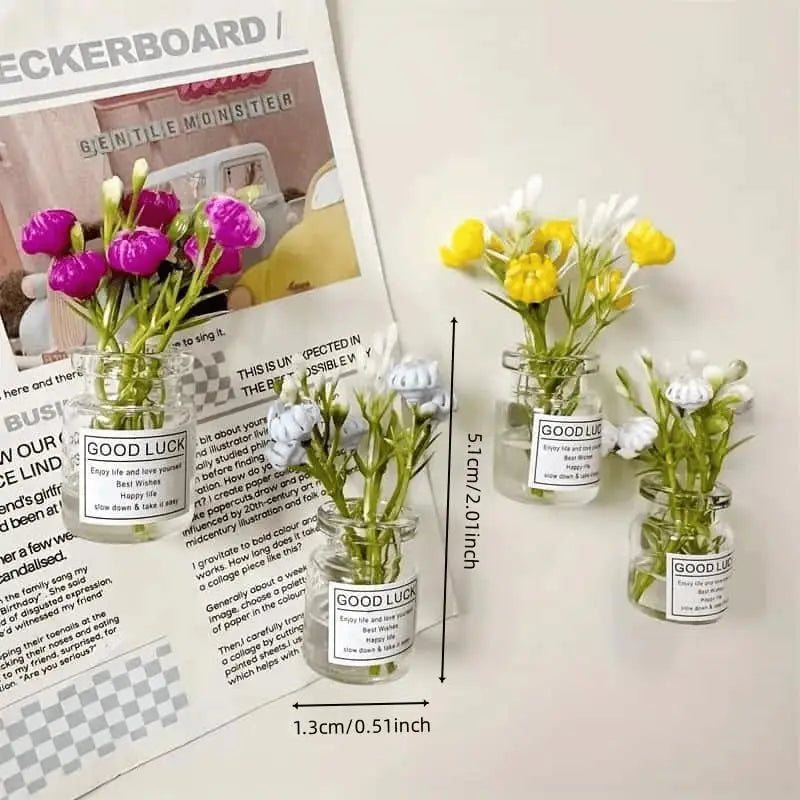 4/7 PCS Cute Mini Vase Fridge Magnets – Luminous 3D Plant Flower Pots, Funny Glow in Dark Decor for Kitchen, Locker & Whiteboard Oasis Select