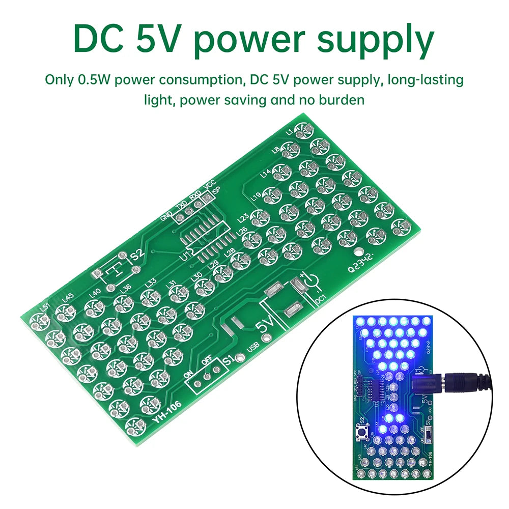 DC5V Electronic Hourglass DIY Kit with LED Light Double-layer PCB Board DIY Soldering Assembly Parts with DC Power Cord Oasis Select