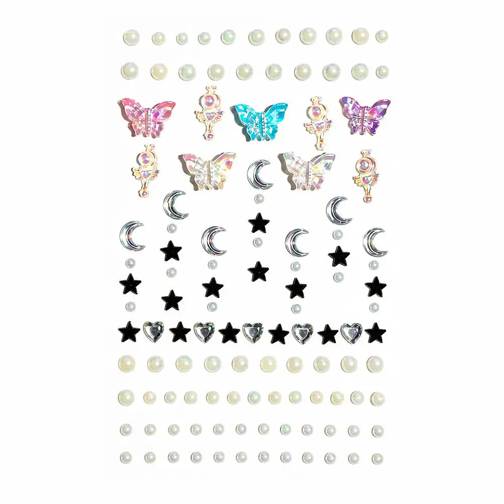 Butterfly Face Gems – 128pc Self-Adhesive Crystal Rhinestone Stickers