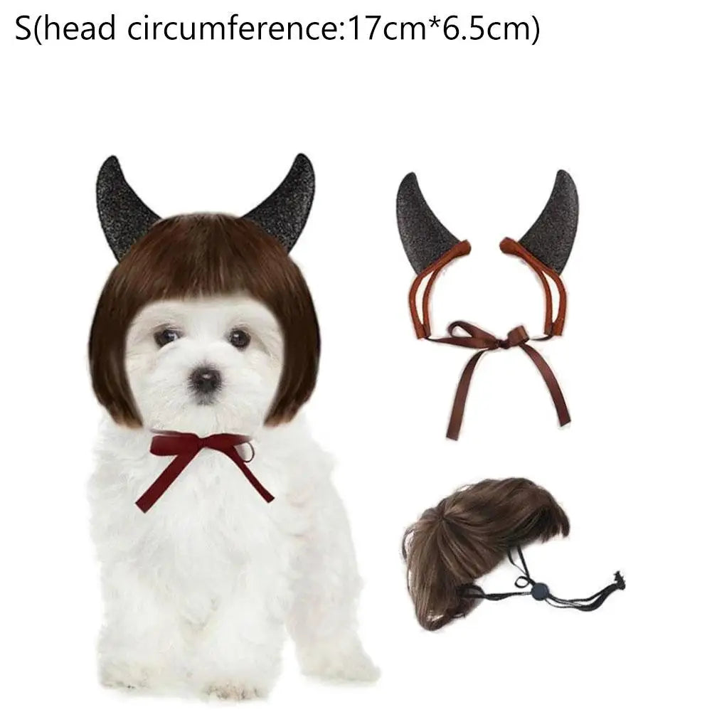 Pet Costume Devil Horn Headband Accessory Animal Headpiece Cosplay Halloween Party Props Funny Demon Cosplay for Dogs Cats Gifts Oasis Select 07