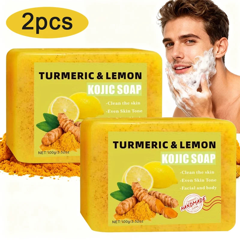 2PCS Turmeric Citric Acid Soap, Gentle Cleansing, Body Bath, Moisturizing, Moisturizing Skin, Suitable for All Skin Types, Unise Oasis Select YELLOW 200g