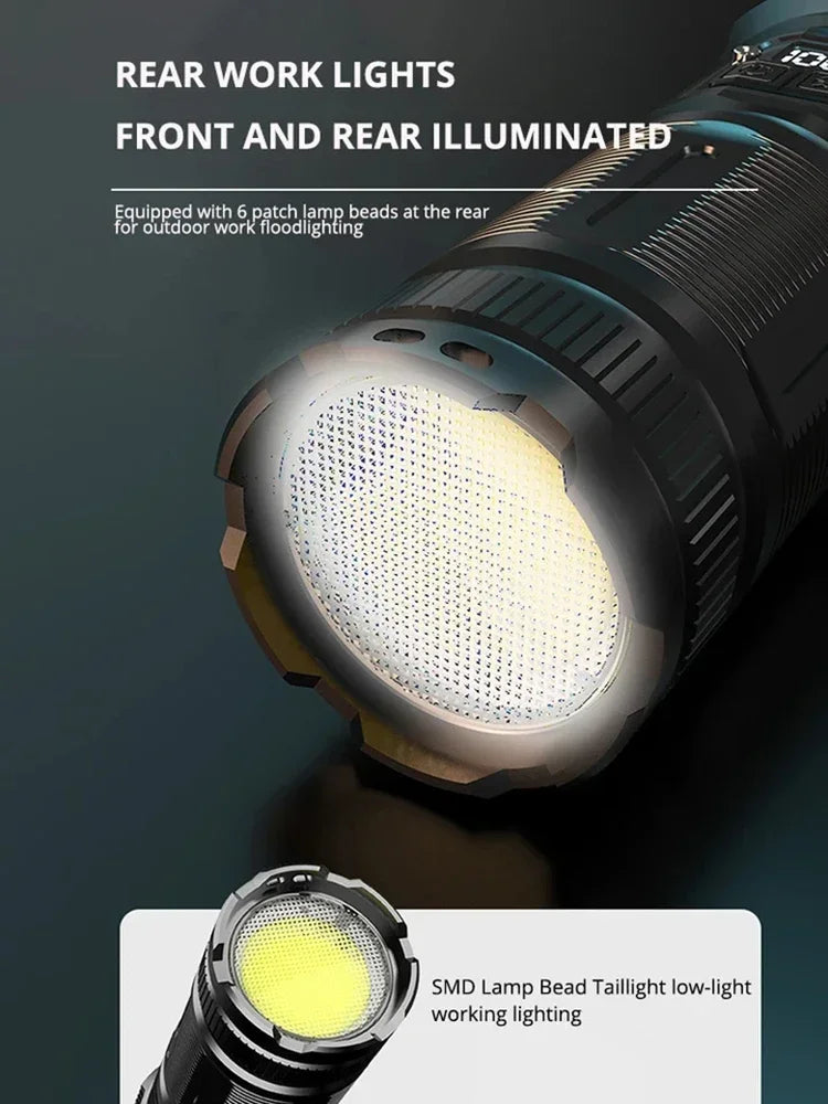 10000M LED Flashlight USB C Rechargeable 8000W Flash Light 9900000000LM Power Flashlights Zoom Tactical Lantern 20000mah battery Oasis Select