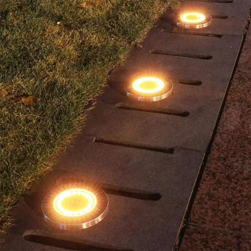 Solar Disk Ground Light 8 LED Outdoor Garden Buried Path Lamp
