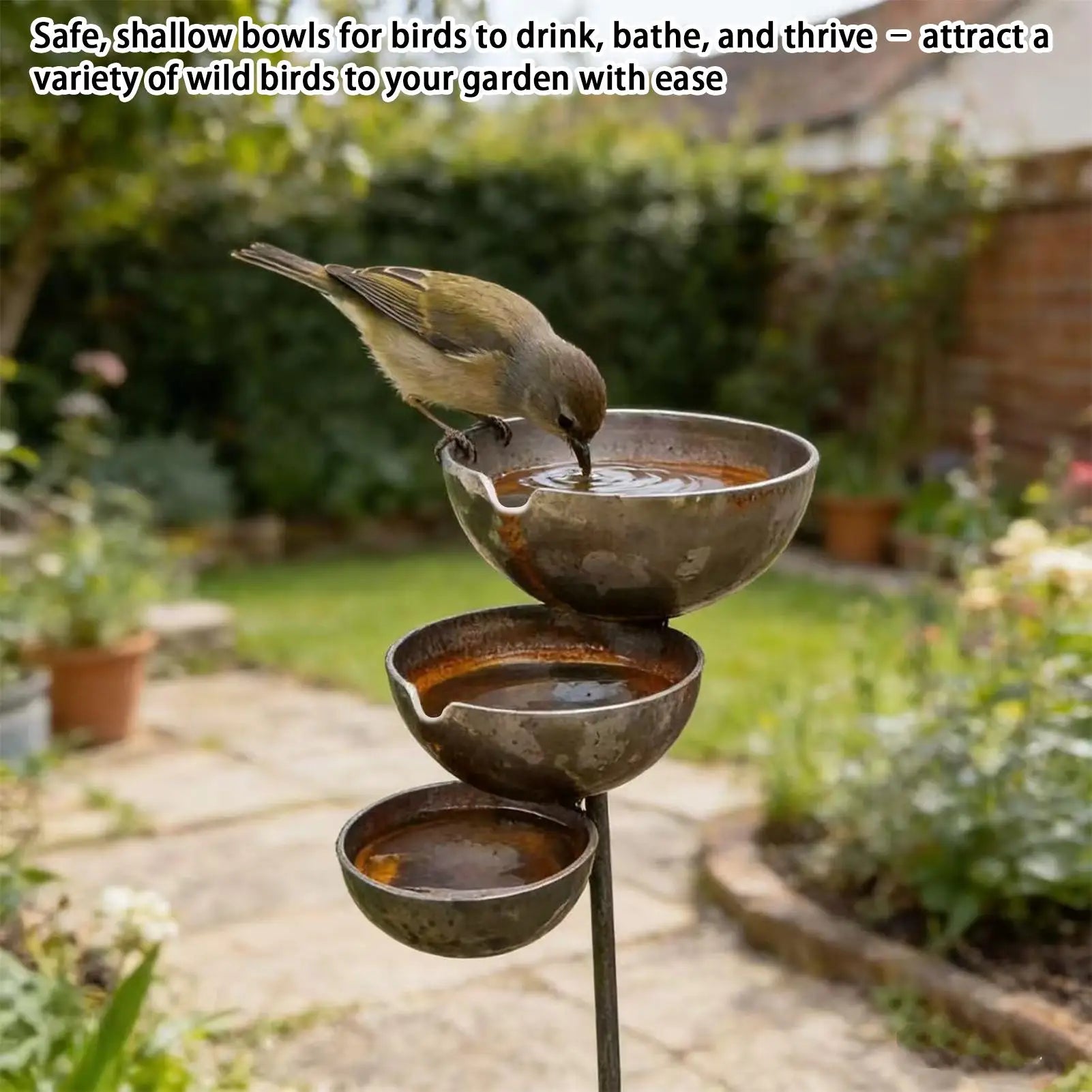 Garden Birdbath Sturdy Iron Outdoor Bird Bath for Outside Vintage Standing Birdbath Bowl for Outdoor Garden Patio Yard Stakes Oasis Select