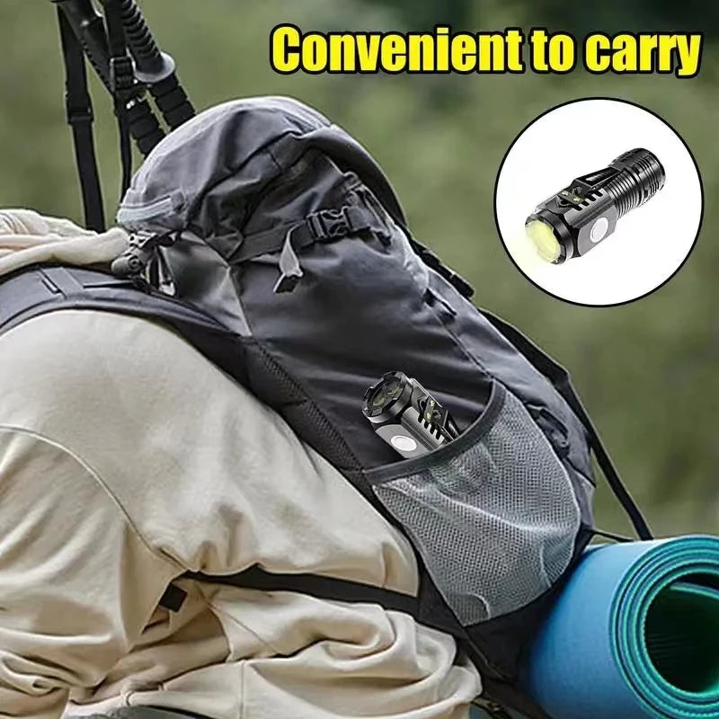 LED Strong Light Flashlight Rechargeable Multi functional for Long Range Portable Outdoor Home Mini Flashlight Cap Clip Light Oasis Select