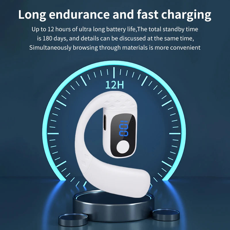 Open Wireless Headset Bluetooth 5.4 180° Rotation Adjustable Left Right Ear Universal Earphone Mic Sport Business Music Ear-Hook Oasis Select