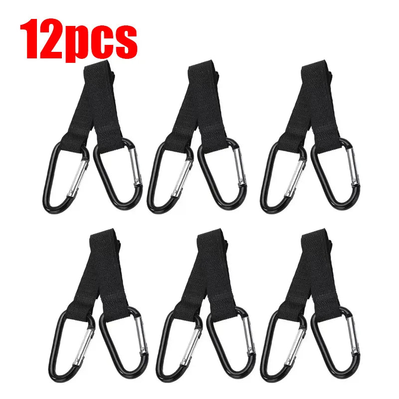 2/8/12pcs Baby Stroller Hook Organizer Adhesive Nylon Clasp Loop Clips Carabiner Hooks Diaper Bag Shopping Hook Buckles Hanger Oasis Select 12pcs