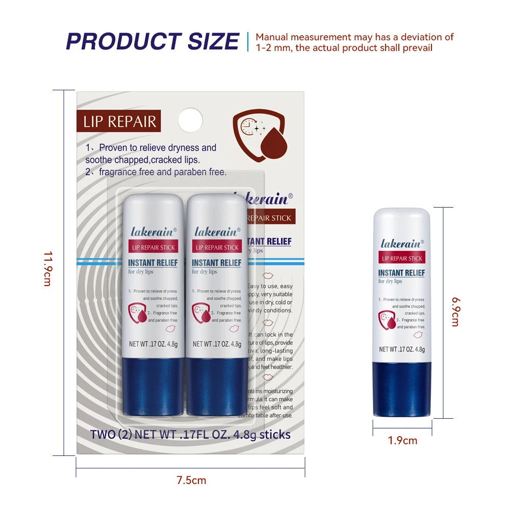 2pcs/Lot Moisturizing Lip Repair Stick Instant Relief For Dry Lips Lip Balm Paraben Free Lip Care Product Lipstick Base Cream Oasis Select