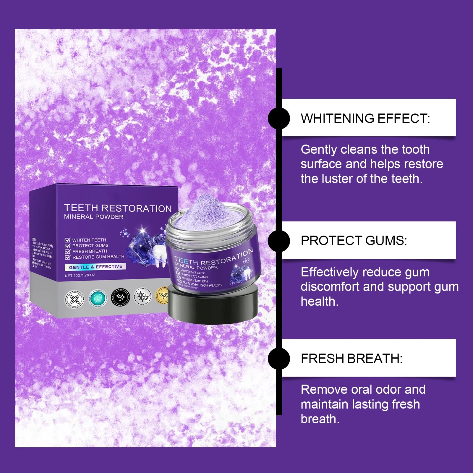 Purple Mineral Tooth Powder – Whitening & Stain Removal 50g