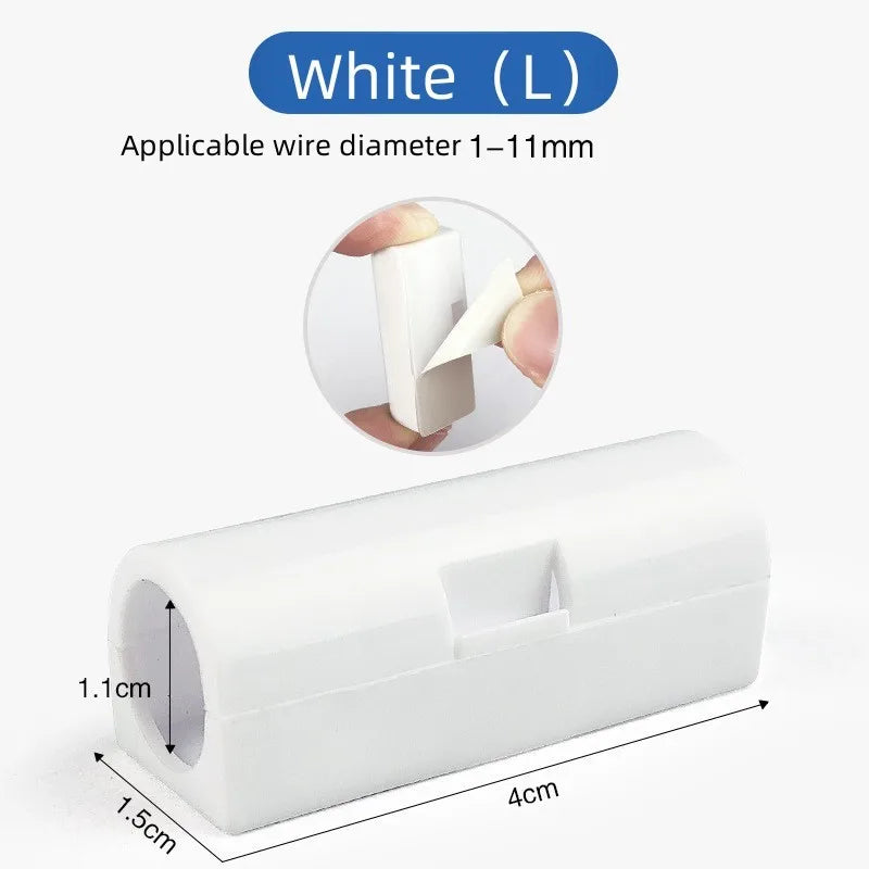 USB Cable Organizer Clips Wire Winder Holder Earphone Mouse Cord Clamp Protector Management Adhesive Hooks Desk Home Supplies Oasis Select 16PCS White L