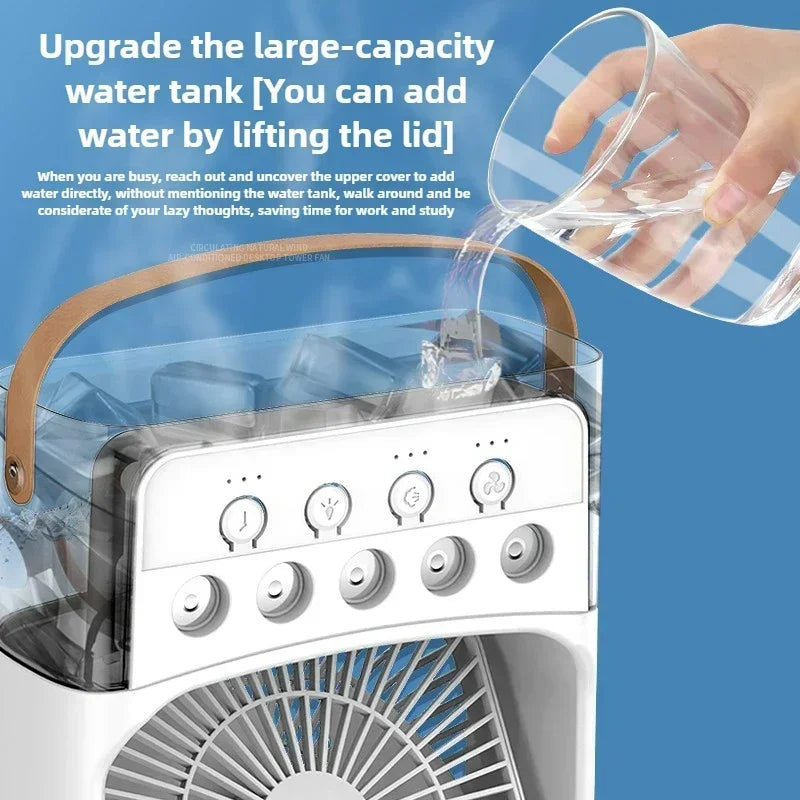 URGGU 5-Hole Misting Spray Fan – Quiet Rechargeable Desk Fan