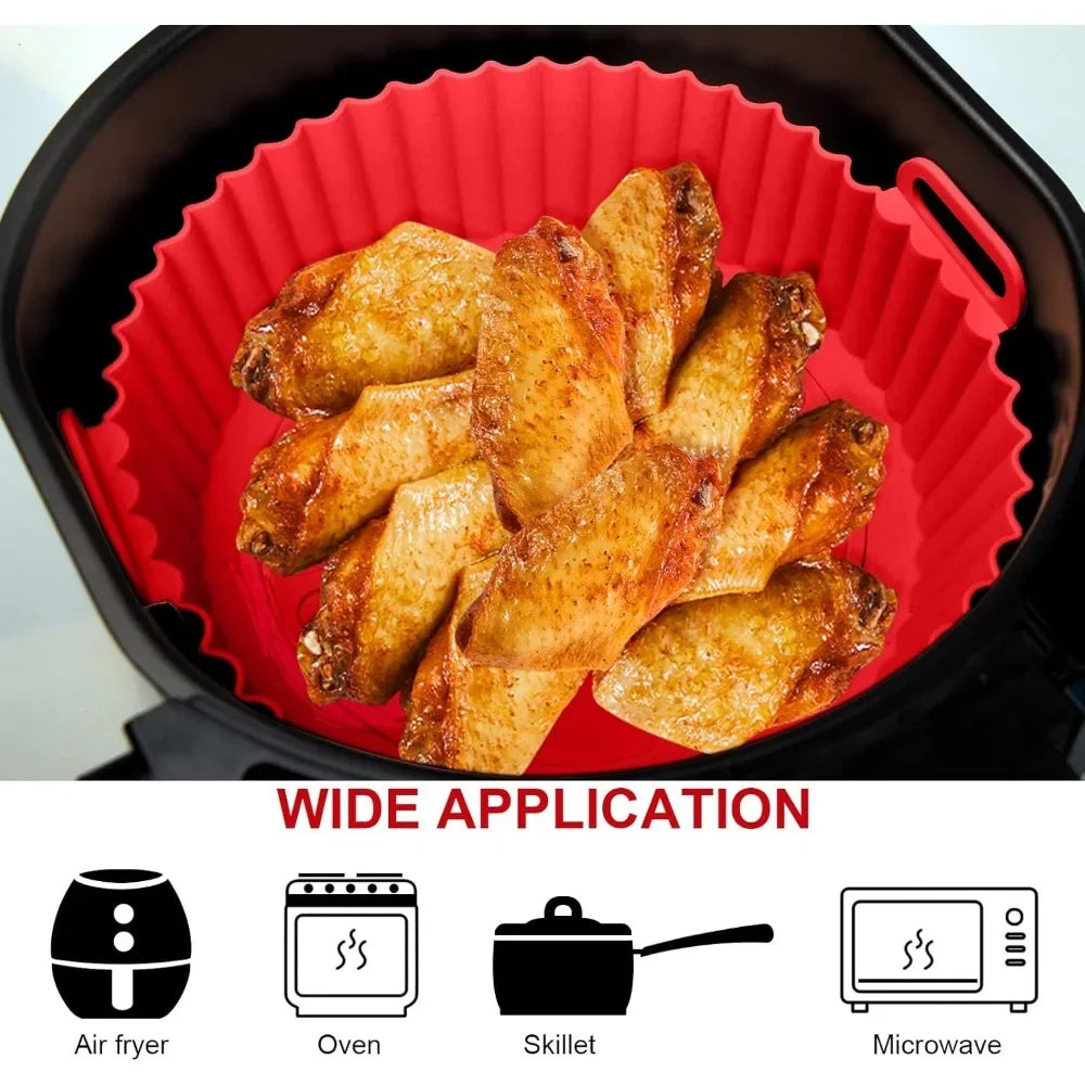 Silicone Basket Pot Tray Airfryer Liner for Air Fryer Reusable Container Accessories Pan Baking Mold Protector Kitchen Gadgets Oasis Select