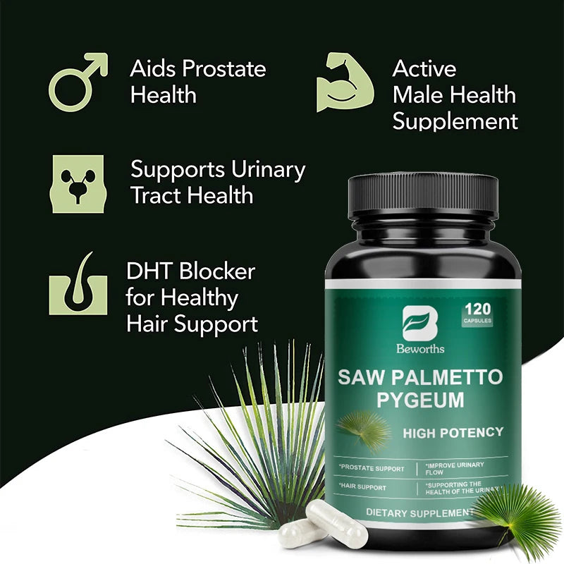 BEWORTHS Saw Palm Supplement Helps Promote Prostate Health & Prevent DHT Hair Loss No Gluten,Non-gmo Hair Growth Oasis Select