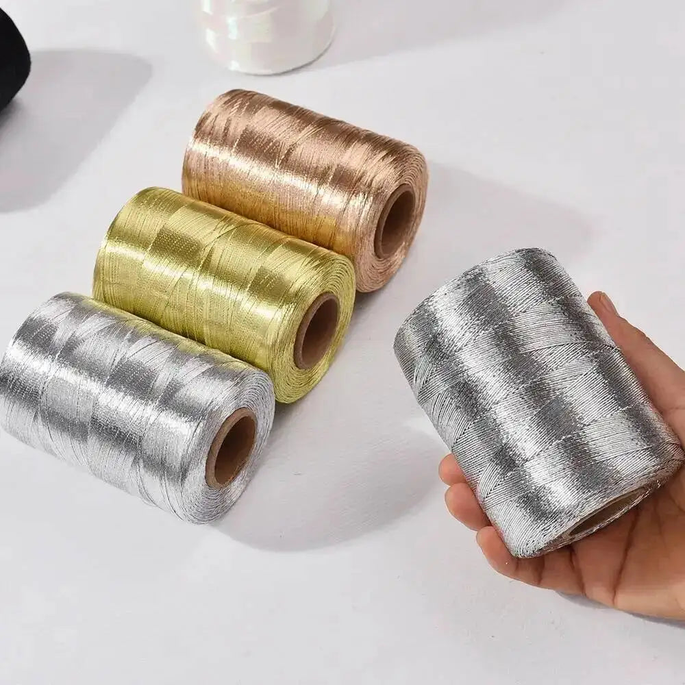 200g Metallic Yarn Glitter Gold Sliver Cord Thread DIY Sewing Accessories Handmade Knitting Crochet Handbag Purse Yarn Oasis Select