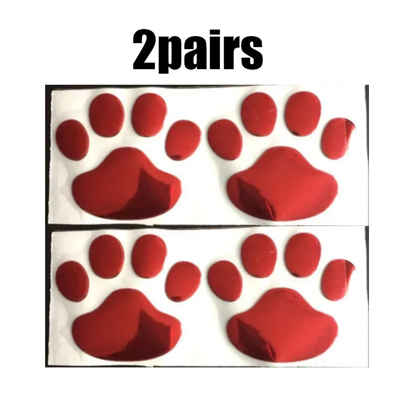 1/2/4pairs Car 3D Stereo Footprint Car Stickers Creative Dog Paw Body Stickers Soft Electric Car Footprint Personalized Stickers Oasis Select 2pairs red