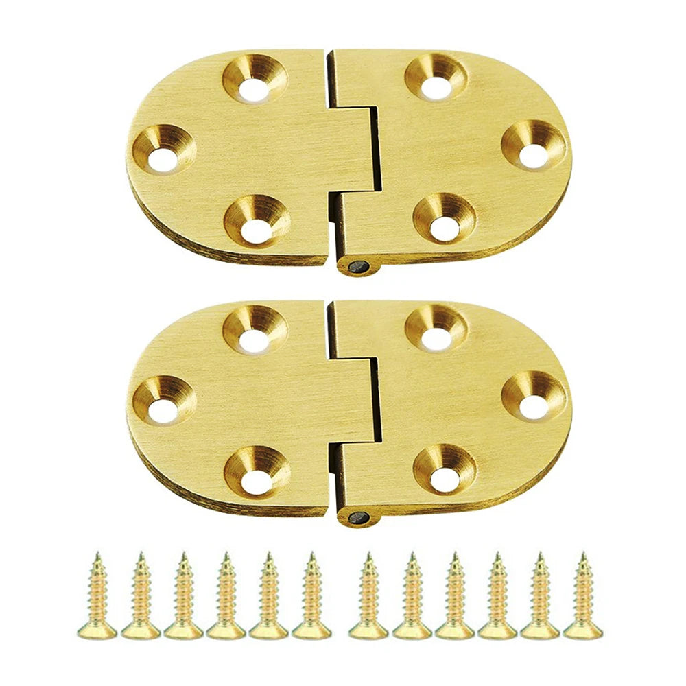 2Pcs Rounded Edges Brass Tray Hinges 90-degree Flip Hinges,spring Folding Copper Waist Hinges with Clip Positioning with Screws Oasis Select