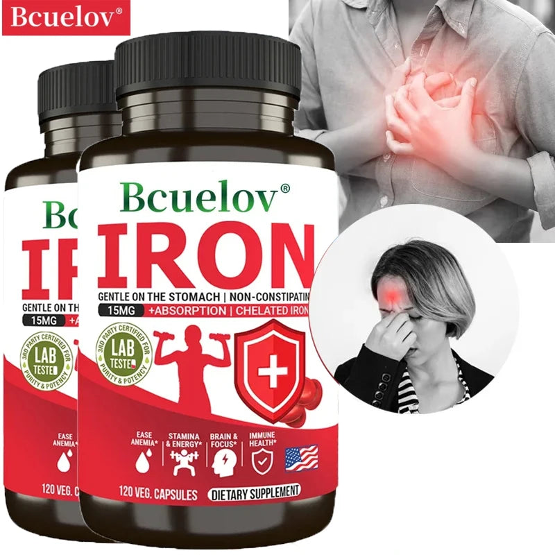 Bcuelov Iron Supplements 15mg – Energy, Immunity & Brain Health