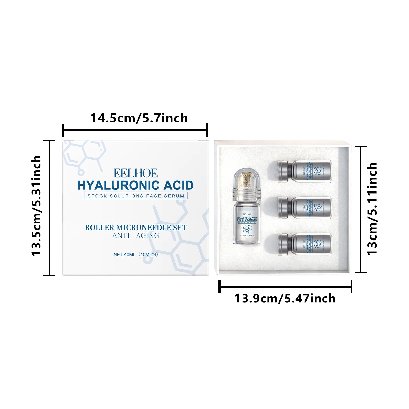 Hyaluronic Acid Stock Solutions Face Serum with Roller Microneedle Set Moisturizing Anti-Wrinkle Facial Serum Smoothing Refresh Oasis Select 1 Boxed