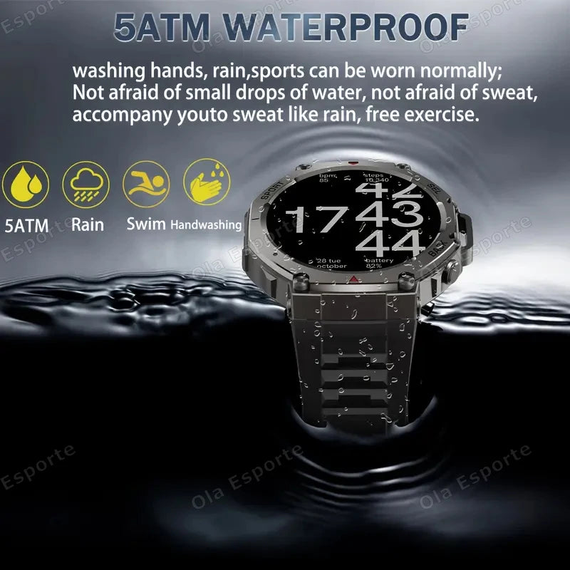 Military GPS Smart Watch AMOLED Compass Altimeter HD Calls