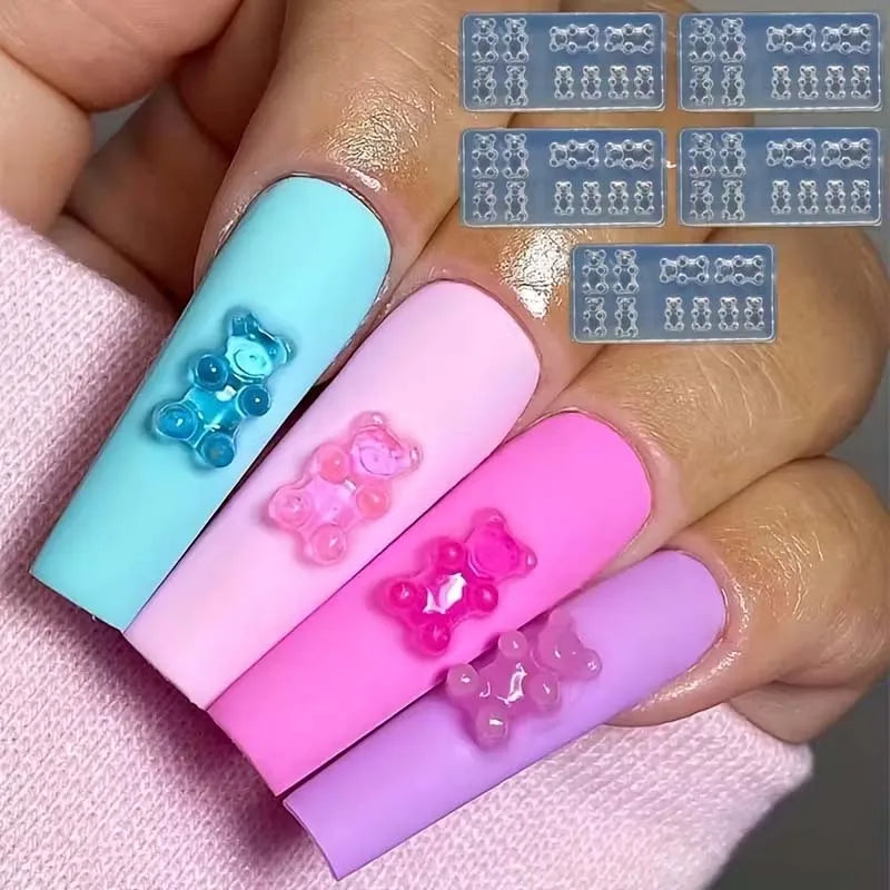 1/2PCS Mini Bear Mold 3D Silicone Molds for Resin Jewelry Making Supplies Nail Art Charms Oasis Select