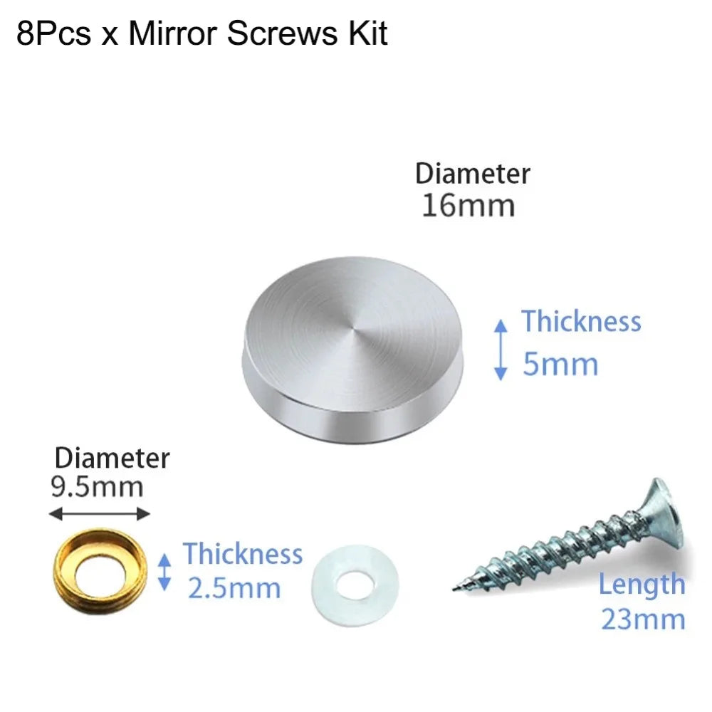 Home Improvement Stainless Steel Mirror Nails Screw Cap Silver 16/22/25mm Screws Decorative Cap Mirror Screws Fasteners Glass Oasis Select 16MM