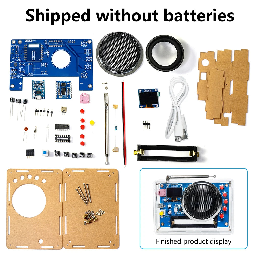 Portable FM Radio DIY Kit RDA5807 Radio DIY Module 87-108MHz Adjustable Frequency Radio DIY With OLED Display Oasis Select