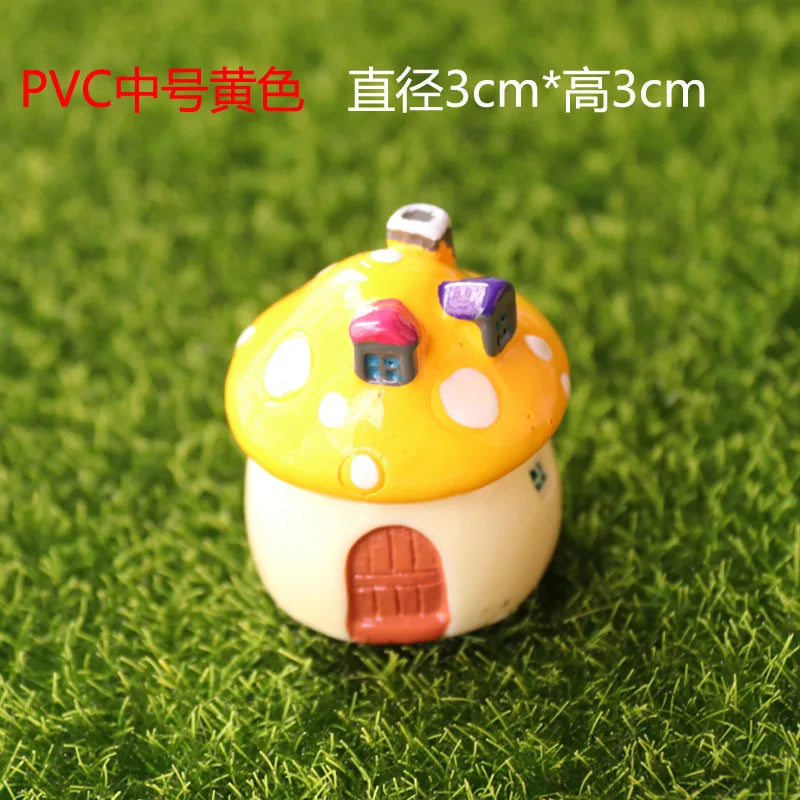 Mini Resin Moss Micro Landscape Decor Outdoor Fairy Miniature Garden Mushroom House Ornaments Handicraft Flower Pot Accessories Oasis Select M-yellow
