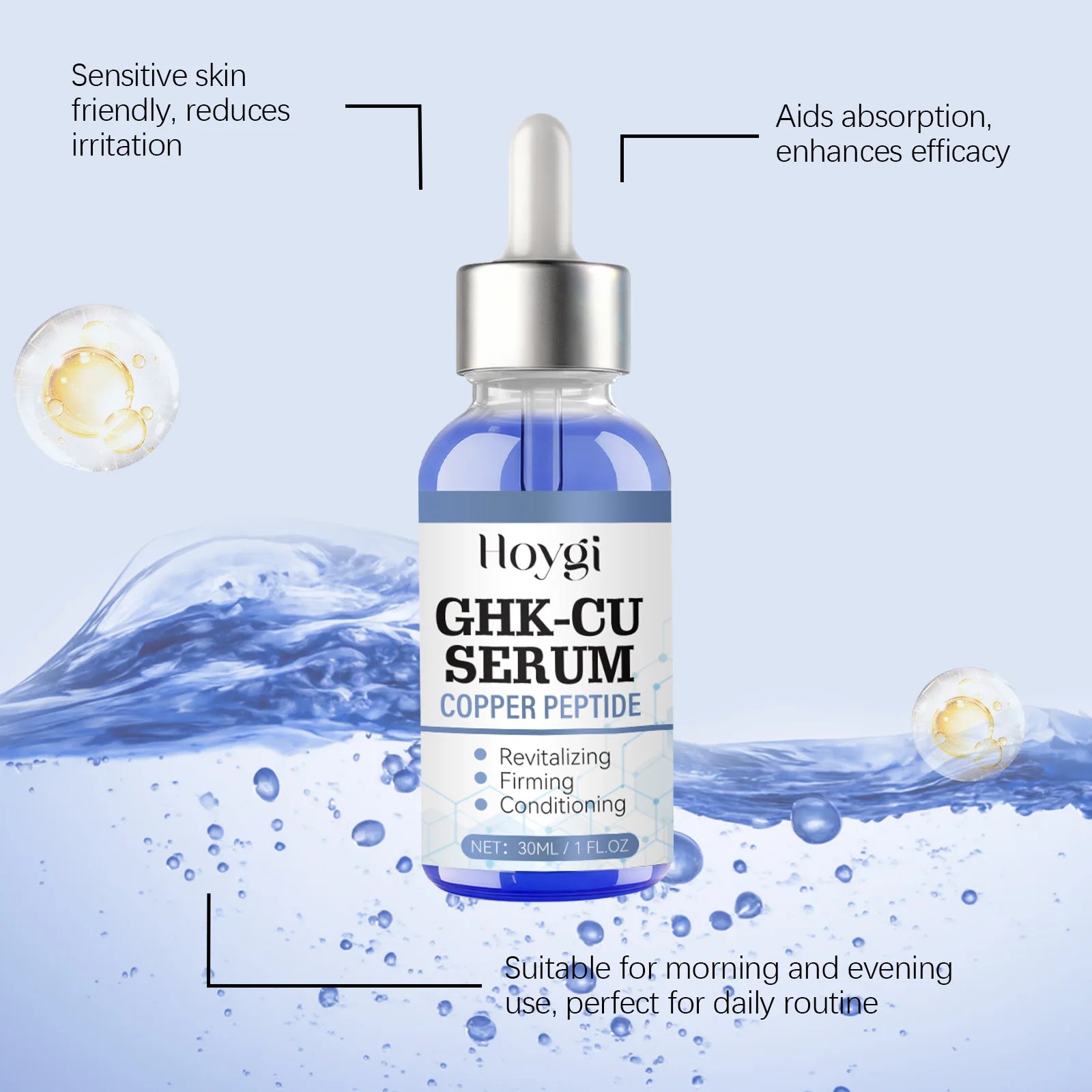 Copper Peptide Serum Anti Aging Face Serum Firming Lifting Fade Fine Lines Pore Shrinking Moisturizer Hyaluronic Acid Skin Care Oasis Select
