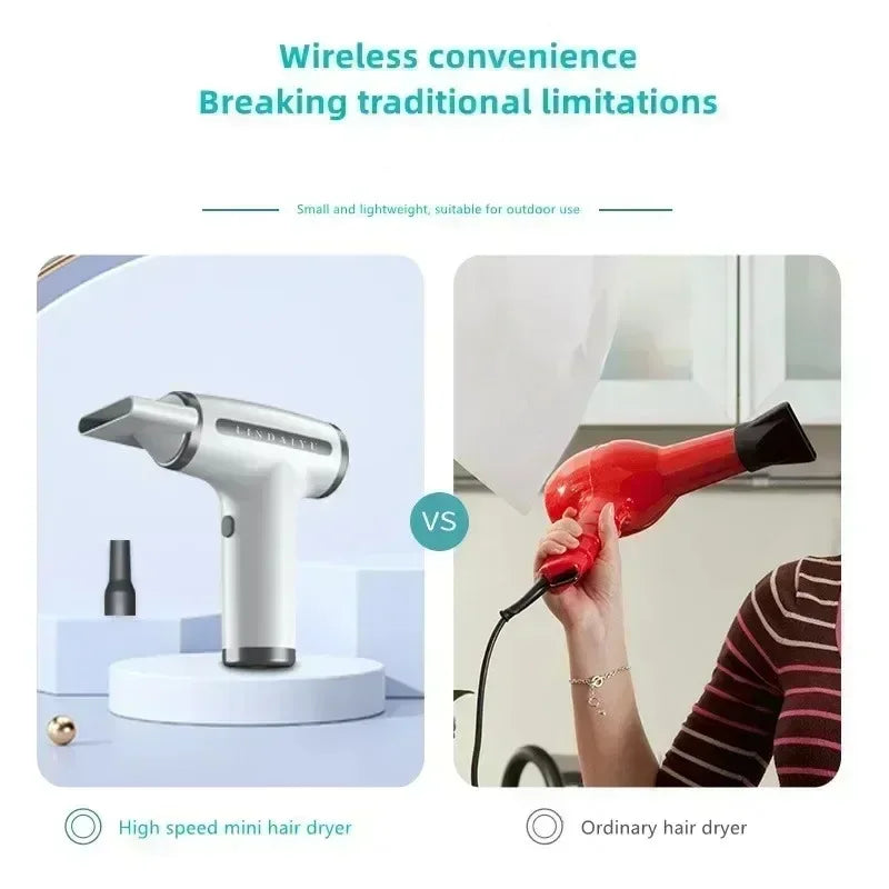4-in-1 Wireless Hair Dryer | USB Rechargeable, Negative Ions
