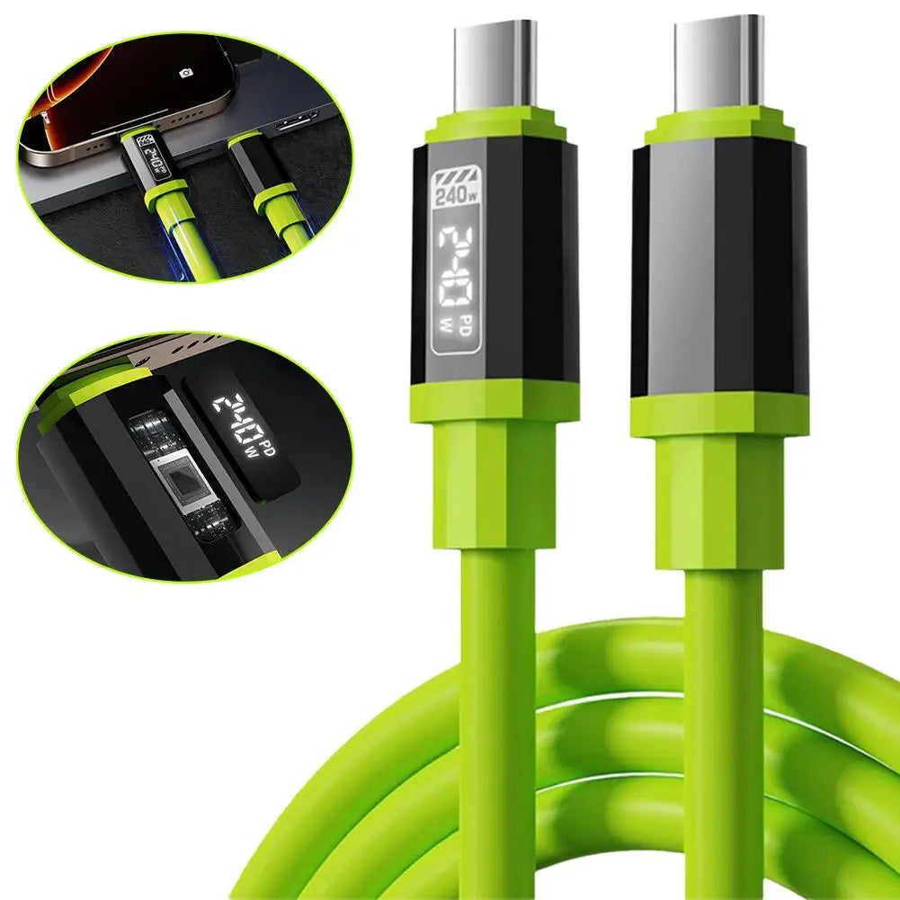 Universal Type-C to Type-C,USB A to Type-CHigh Power Charger Cord 240W with Power Screen for Xiaomi Huawei OPPO VIVO IPhone 15 1 Oasis Select