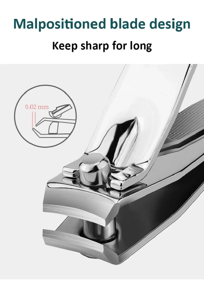 Stainless Steel Nail Clipper with Curved Blade & Swing File