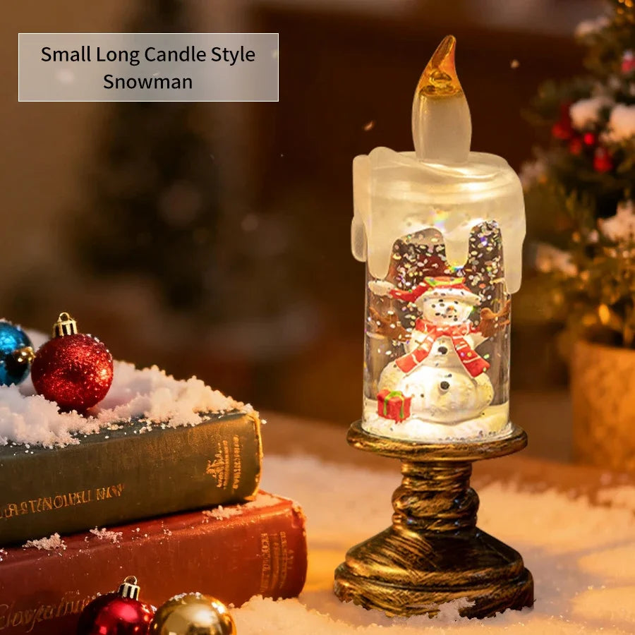 Christmas LED Snowman Crystal Candle Lamp | Flameless Decor LED Candle Lamp Oasis Select Snowman
