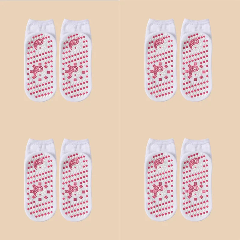 1/2/4/6pairs Self-Heating Socks Winter Warm Thermal Health Care Socks Slimming Health Short Sock Magnetic Therapy Health Sock Oasis Select 4pairs white