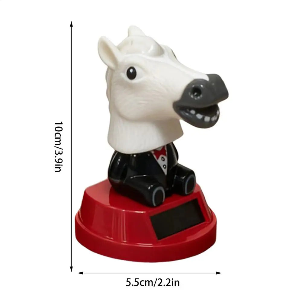 Car Ornament Solar Ornament Bobblehead Doll horse Shape Ornament Gift Creative Interior Car Supplies Car Dashboard Ornament Oasis Select Red