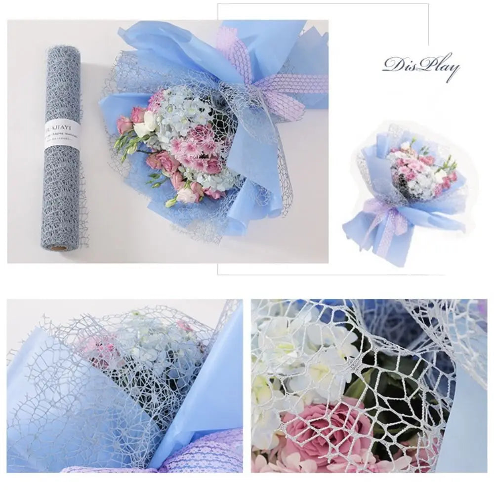 50cm 5yards Flower Wrapping Gauze Bouquet Wrapping Lace Jacquard Net Flower Pattern Mesh Floral Wrapping Paper Valentine's Day Oasis Select