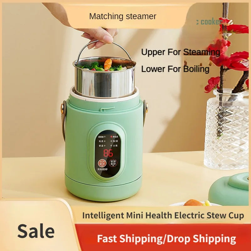 URGGU 800ml Portable Electric Stew Pot with Steamer | 220V