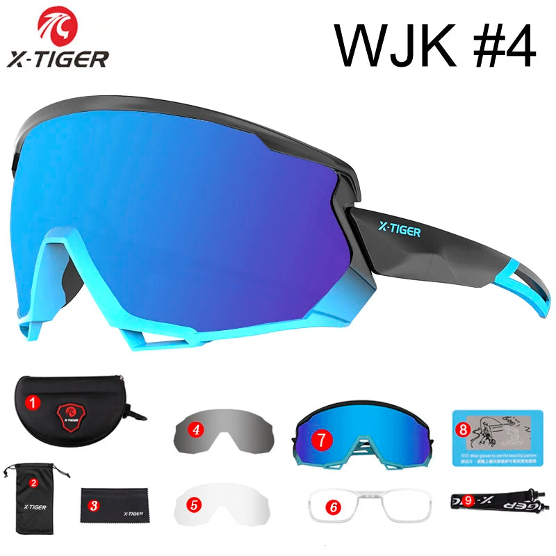 X-TIGER Bike Polarized Sports Sunglasses with 5 Interchangeable Lenses for Mens Womens Baseball Running Fishing Cycling Eyewear Oasis Select X-YJ-WJK04-3