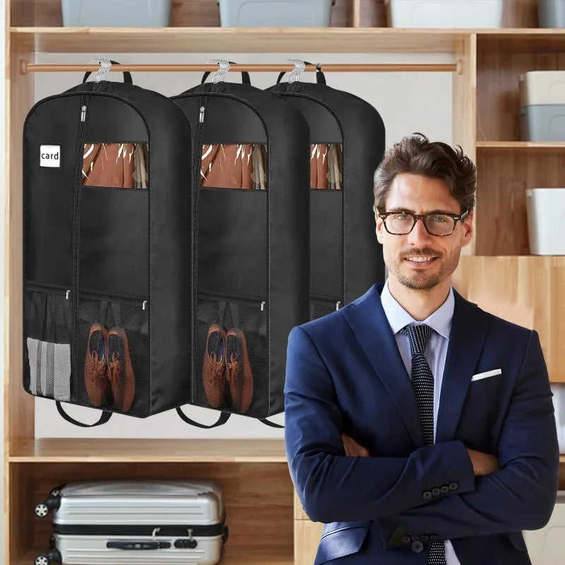 Travel Suit Bag with Zipper Closure, Gusseted Hanging Clothes Storage Organizer and Pocket for Shirts, Coats, Dresses Oasis Select